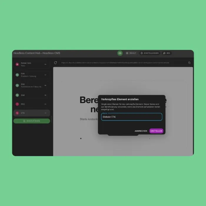 Verknüpfte Elemente im Nitro CMS