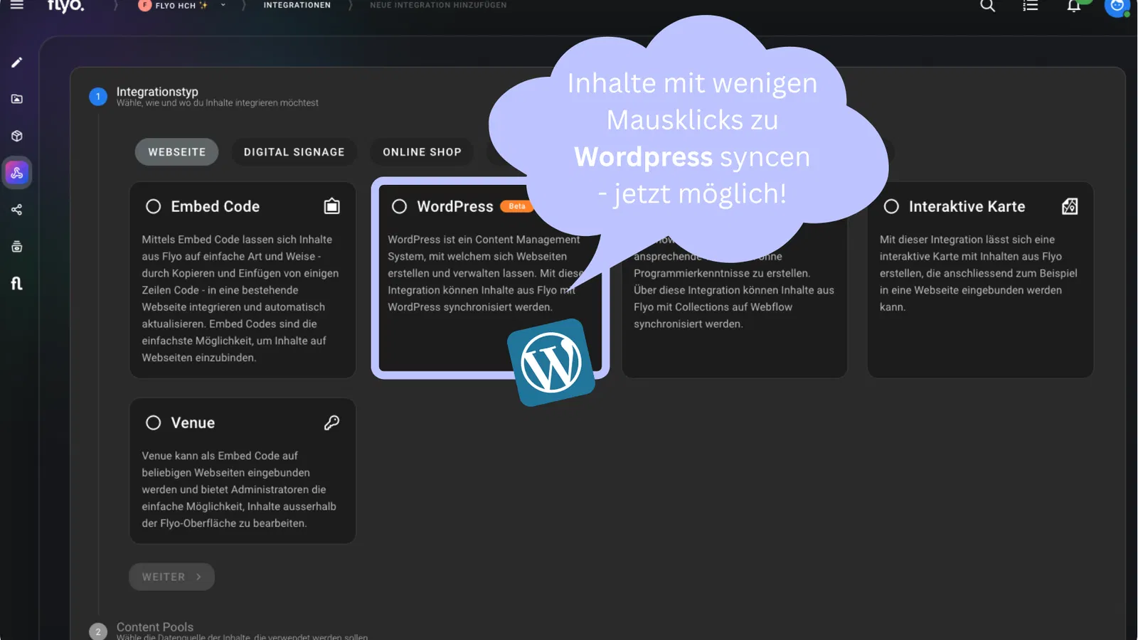Neu: Flyo-Content zu Wordpress synchronisieren