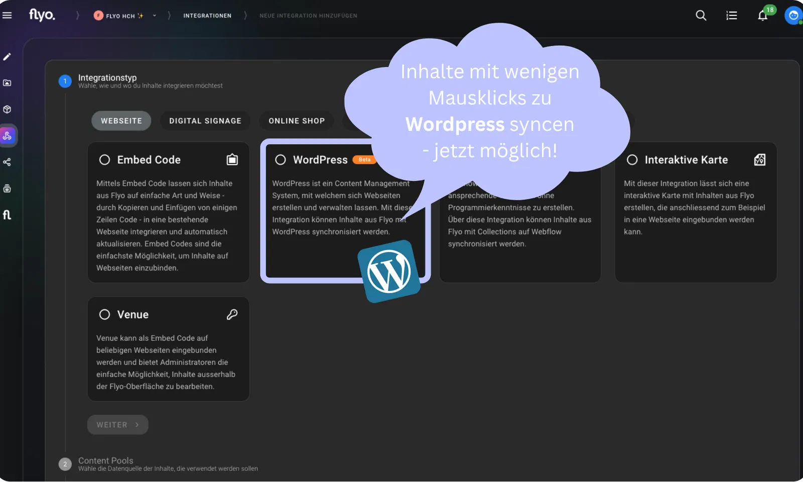 Neu: Flyo-Content zu Wordpress synchronisieren