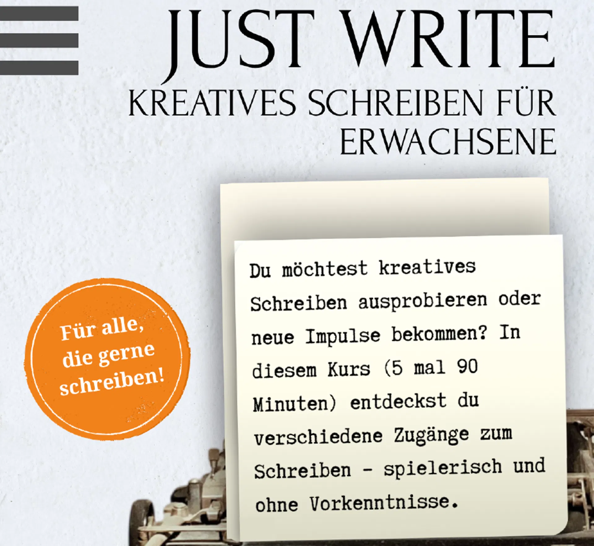 Just Write - Kreatives Schreiben für Erwachsene