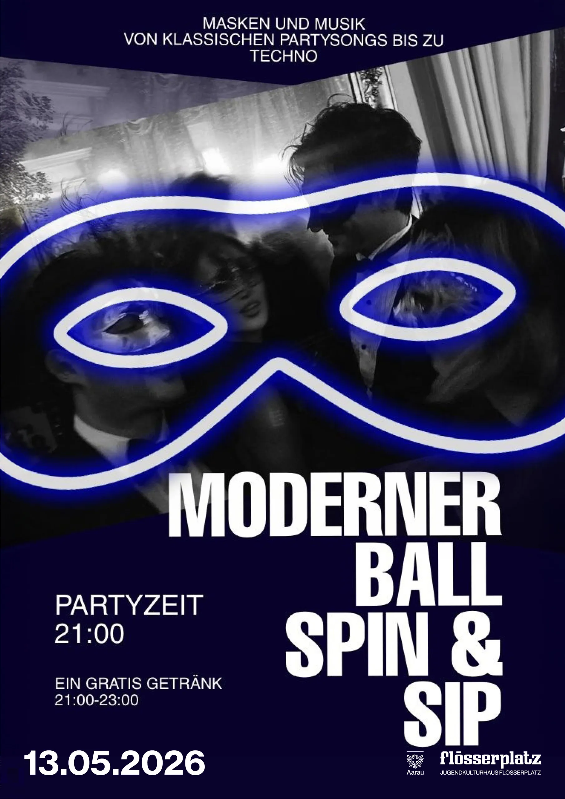 Moderner Maskenball Spin & Sip