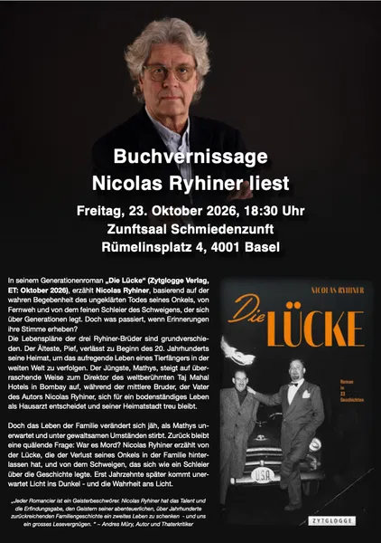 Buchvernissage – Nicolas Ryhiner liest