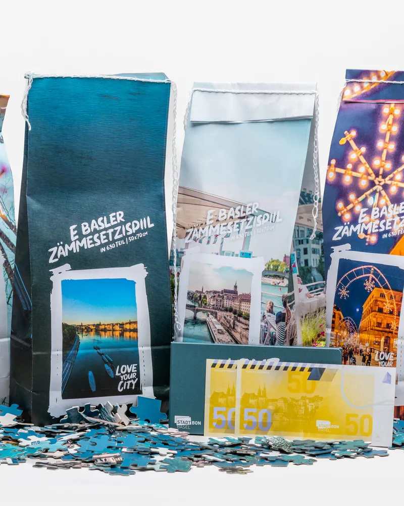 LoveYourCity Puzzles. Zur Auswahl stehen mehrere Sujets – s’het solangs s’het.