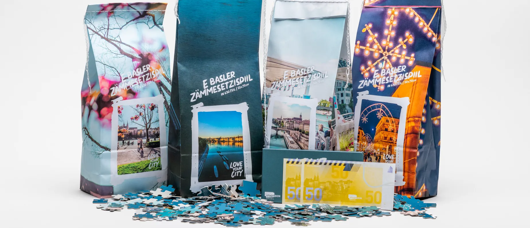 LoveYourCity Puzzles. Zur Auswahl stehen mehrere Sujets – s’het solangs s’het.