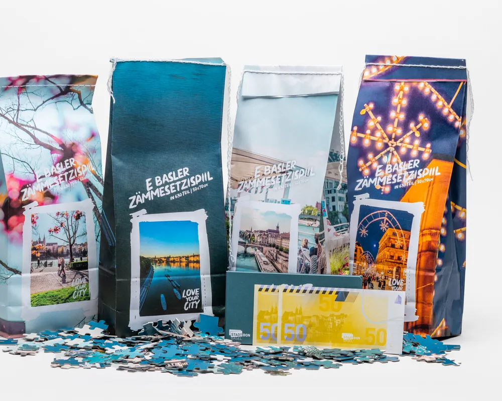 LoveYourCity Puzzles. Zur Auswahl stehen mehrere Sujets – s’het solangs s’het.