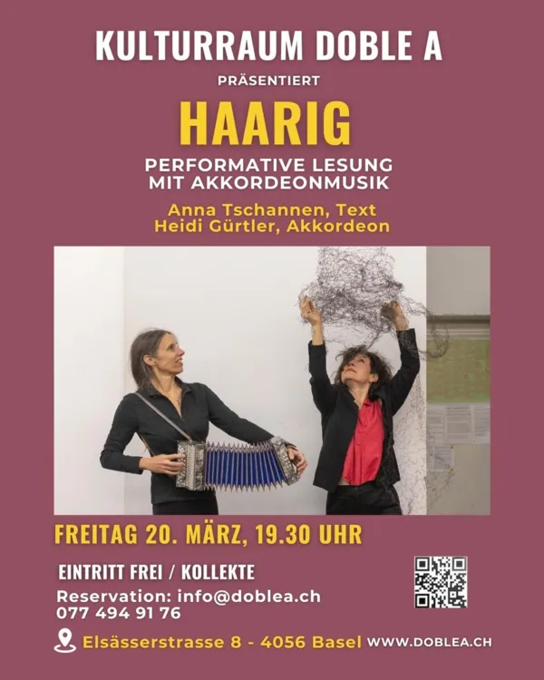 Performative Lesung mit Akkordeonmusik - Haarig