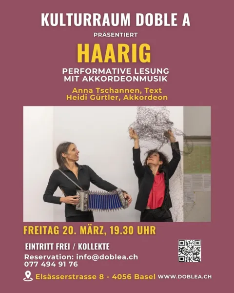 Performative Lesung mit Akkordeonmusik - Haarig