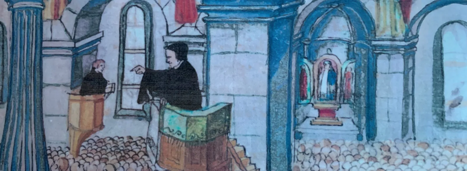 Die Badener Disputation, Darstellung in der Reformationschronik von Heinrich Bullinger (1504-1575) im Kopienband von 1605/06