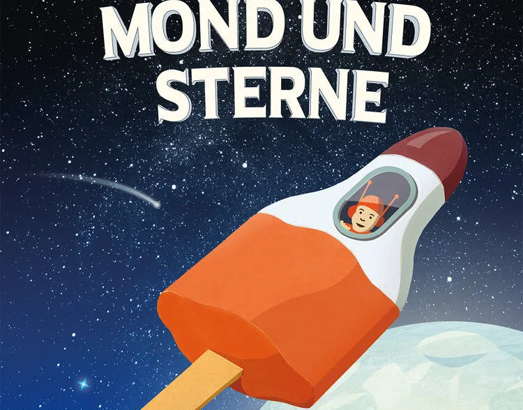 Rocket, moon and stars