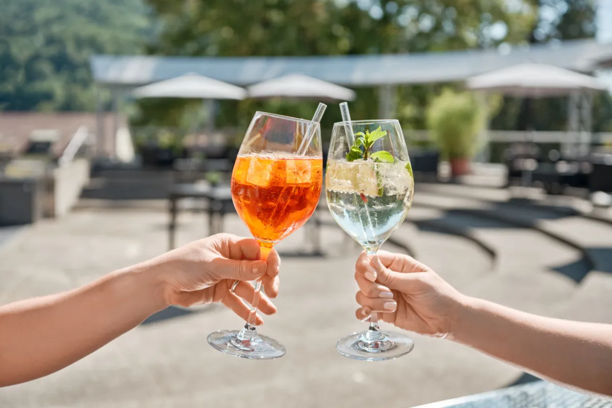 Grand Casino Baden Au Premier Terrasse mit Drink