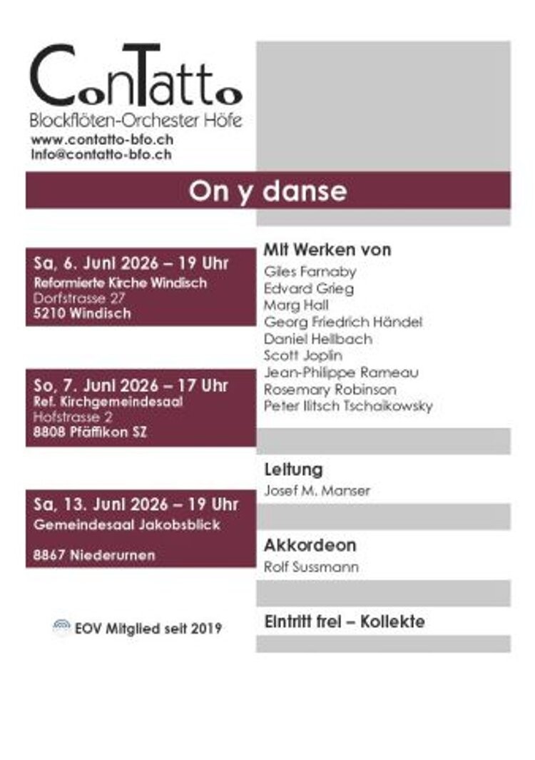 On y danse - Sommerkonzert des ConTatto Blockflöten-Orchester Höfe