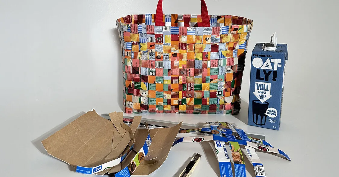 Tasche aus Tetrapak flechten