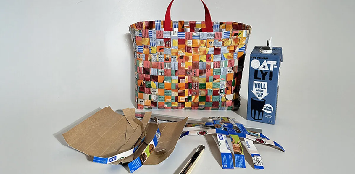 Tasche aus Tetrapak flechten