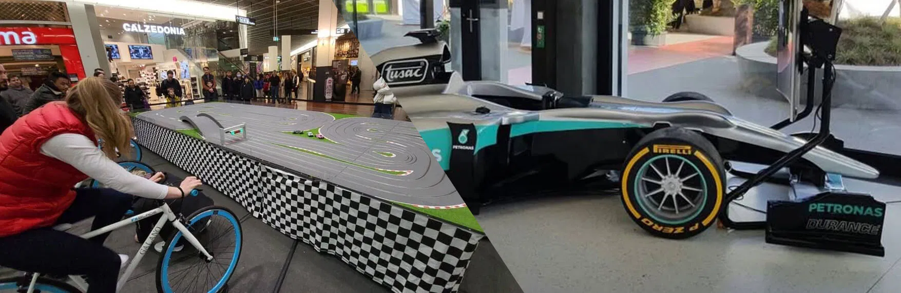 Formel 1-Simulator und Slotcar-Rennbahn