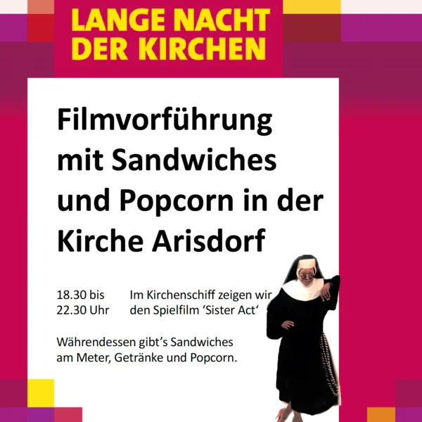 Filmvorführung mit Sandwiches und Popcorn