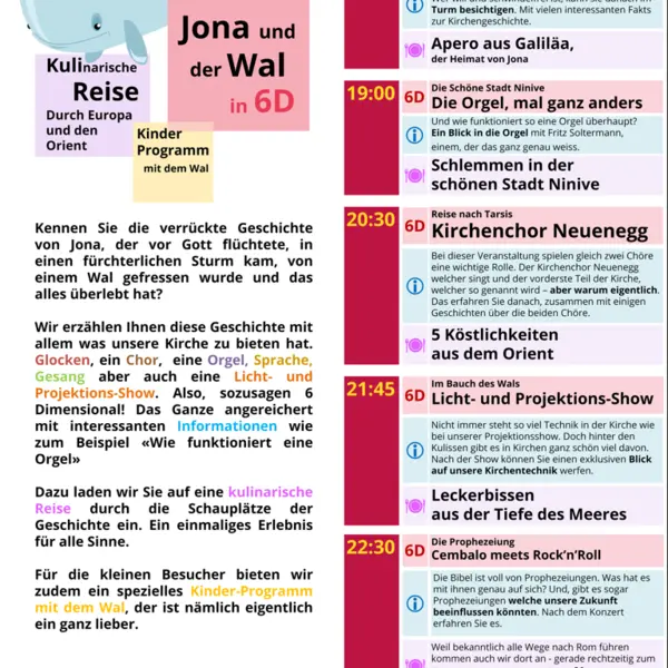 Kulinarische Reise durch Europa und den Orient + Kinderprogramm mit dem Wal 